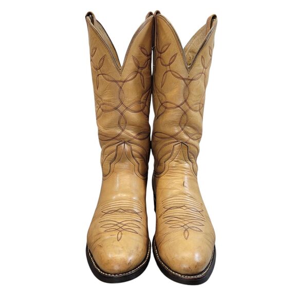 Hondo Men's Yellow Cowboy Boots‎ Size 9.5D Westen Resoled With Rubber Soles - Picture 4 of 16